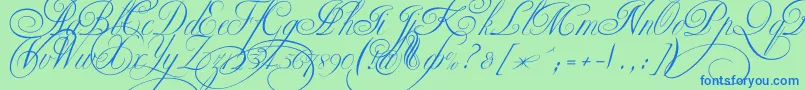 Ekaterinavelikayatwo-Schriftart – Blaue Schriften auf grünem Hintergrund