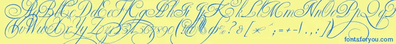 Ekaterinavelikayatwo-Schriftart – Blaue Schriften auf gelbem Hintergrund