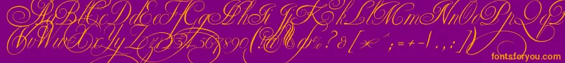 Ekaterinavelikayatwo-Schriftart – Orangefarbene Schriften auf violettem Hintergrund