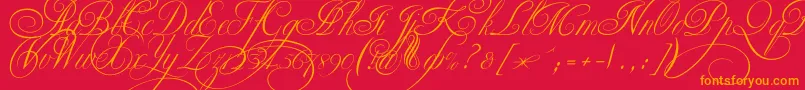 Ekaterinavelikayatwo-Schriftart – Orangefarbene Schriften auf rotem Hintergrund