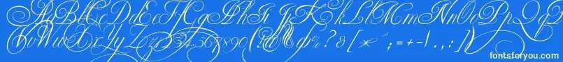 Ekaterinavelikayatwo-Schriftart – Gelbe Schriften auf blauem Hintergrund