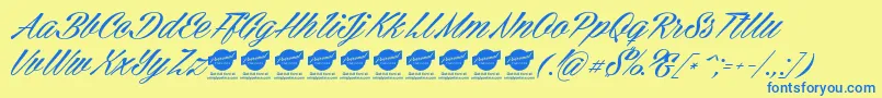 CellosScriptPersonalUseOnly Font – Blue Fonts on Yellow Background