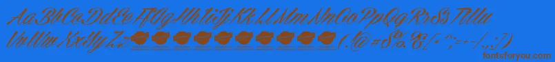 CellosScriptPersonalUseOnly Font – Brown Fonts on Blue Background