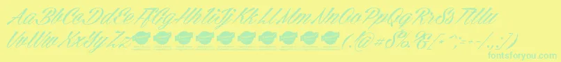 CellosScriptPersonalUseOnly Font – Green Fonts on Yellow Background