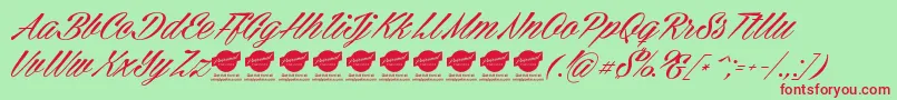CellosScriptPersonalUseOnly Font – Red Fonts on Green Background