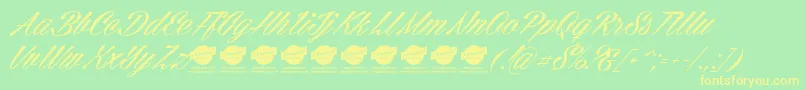 CellosScriptPersonalUseOnly Font – Yellow Fonts on Green Background