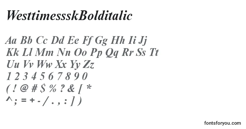 A fonte WesttimessskBolditalic – alfabeto, números, caracteres especiais