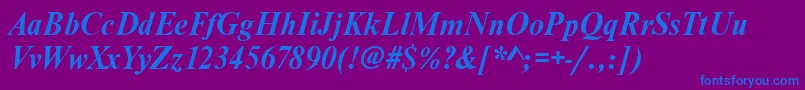 フォントWesttimessskBolditalic – 紫色の背景に青い文字