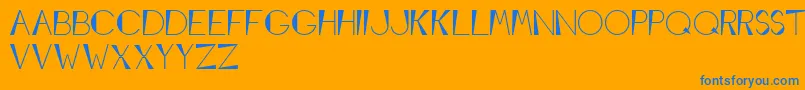 Conewedgemodular-Schriftart – Blaue Schriften auf orangefarbenem Hintergrund