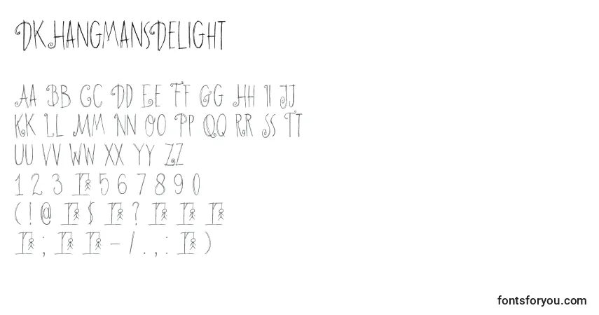Schriftart DkHangmansDelight – Alphabet, Zahlen, spezielle Symbole
