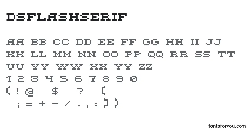 A fonte DsFlashserif – alfabeto, números, caracteres especiais