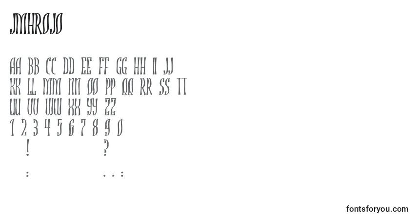A fonte JmhRojo (75946) – alfabeto, números, caracteres especiais