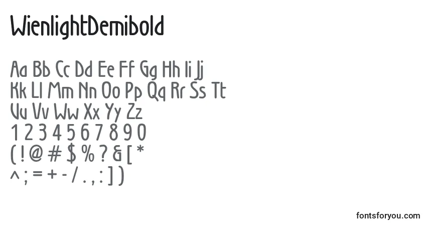 WienlightDemiboldフォント–アルファベット、数字、特殊文字