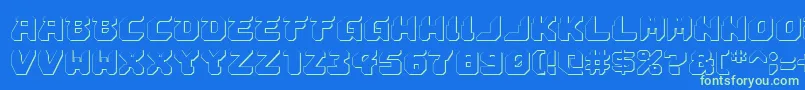 Astropolis3D-Schriftart – Grüne Schriften auf blauem Hintergrund