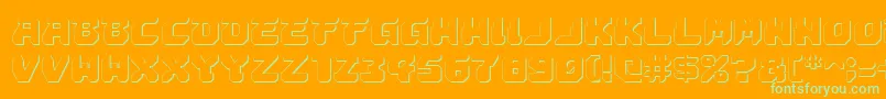 Astropolis3D-Schriftart – Grüne Schriften auf orangefarbenem Hintergrund