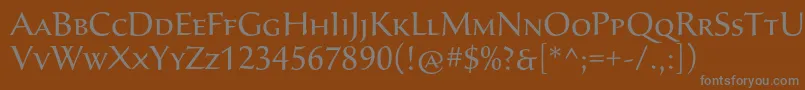 SavaproRegular-fontti – harmaat kirjasimet ruskealla taustalla