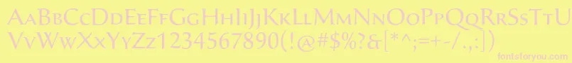 SavaproRegular-fontti – vaaleanpunaiset fontit keltaisella taustalla