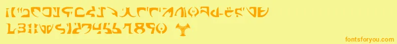 SpaceEncounter-Schriftart – Orangefarbene Schriften auf gelbem Hintergrund