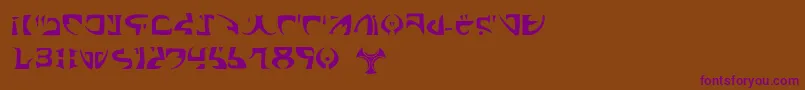 SpaceEncounter-Schriftart – Violette Schriften auf braunem Hintergrund