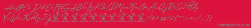 Fonte Unthriftfirpersonal – fontes cinzas em um fundo vermelho
