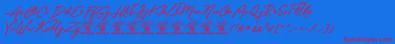 Unthriftfirpersonal Font – Red Fonts on Blue Background