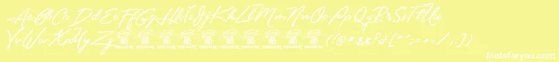 Unthriftfirpersonal-Schriftart – Weiße Schriften auf gelbem Hintergrund