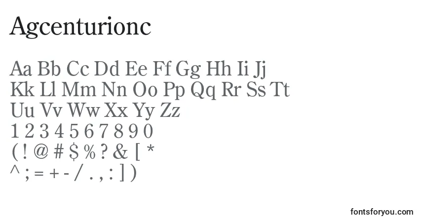 Шрифт Agcenturionc – алфавит, цифры, специальные символы