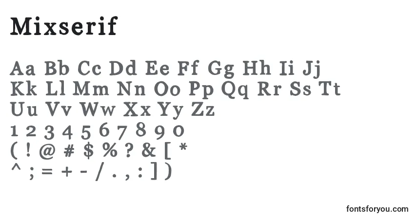 Czcionka Mixserif – alfabet, cyfry, specjalne znaki