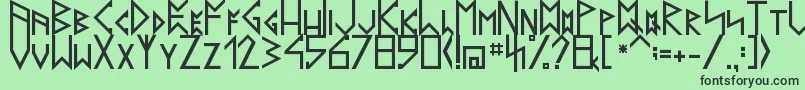 Czcionka LatinRunesV20 – czarne czcionki na zielonym tle
