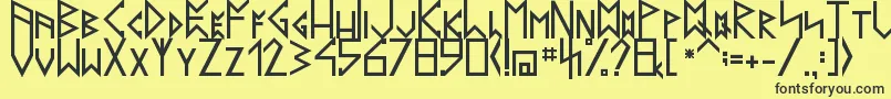 LatinRunesV20 Font – Black Fonts on Yellow Background