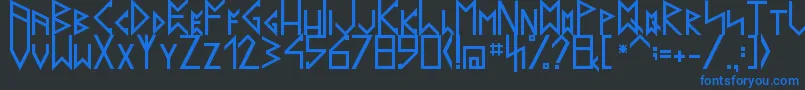 LatinRunesV20-fontti – siniset fontit mustalla taustalla