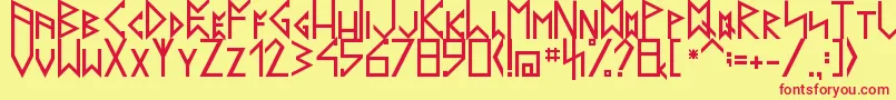 LatinRunesV20 Font – Red Fonts on Yellow Background