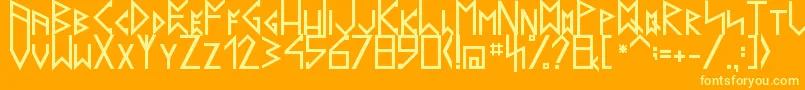 Fonte LatinRunesV20 – fontes amarelas em um fundo laranja