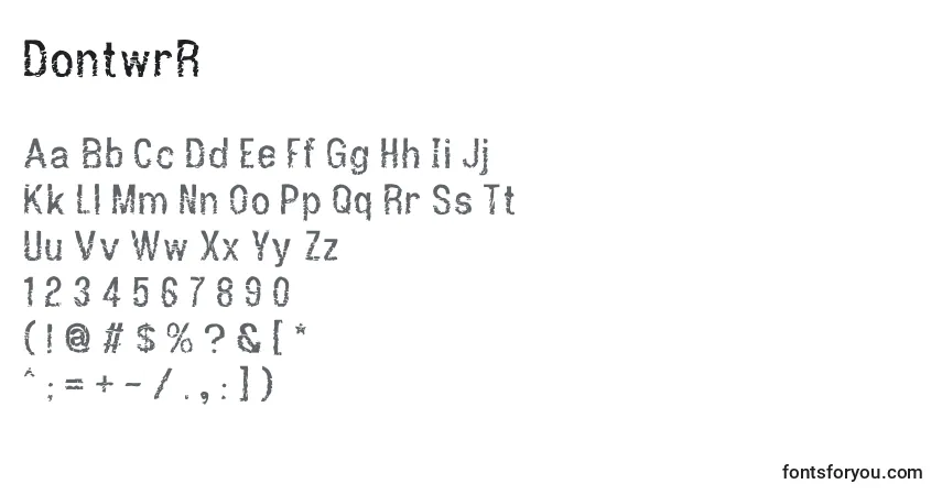 Czcionka DontwrR – alfabet, cyfry, specjalne znaki