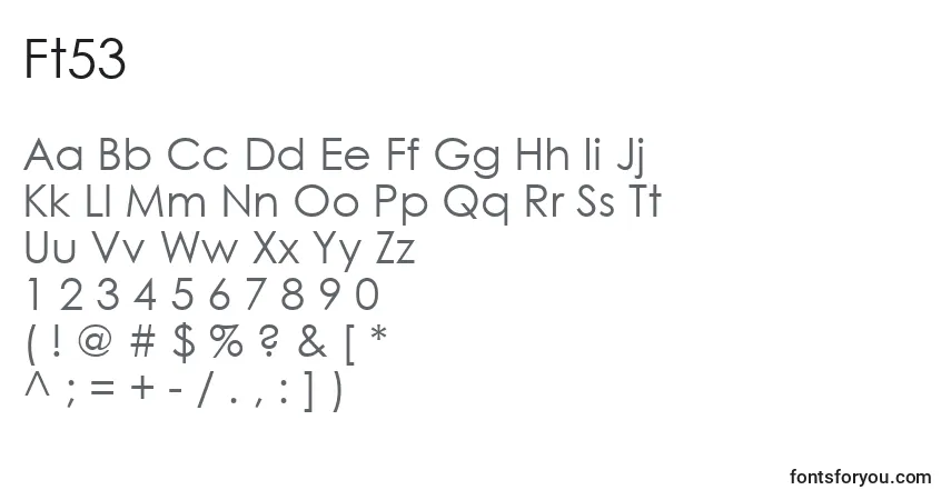A fonte Ft53 – alfabeto, números, caracteres especiais