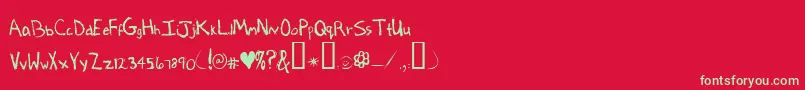 フォントLactoseIntolerant – 赤い背景に緑の文字