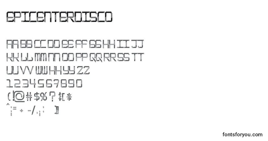 EpicenterDisco Font – alphabet, numbers, special characters