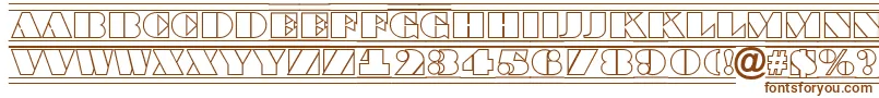 フォントABraggatitulotldcfr – 白い背景に茶色のフォント