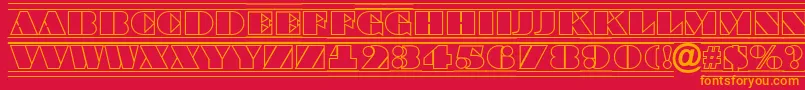 フォントABraggatitulotldcfr – 赤い背景にオレンジの文字