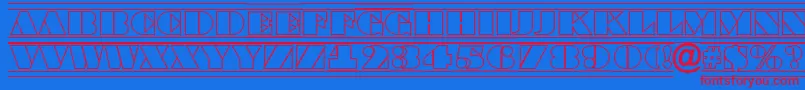 ABraggatitulotldcfr-Schriftart – Rote Schriften auf blauem Hintergrund