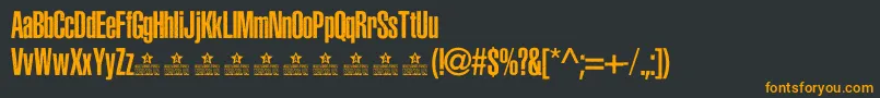 フォントAsphalticGrainCondensedPersonalUse – 黒い背景にオレンジの文字
