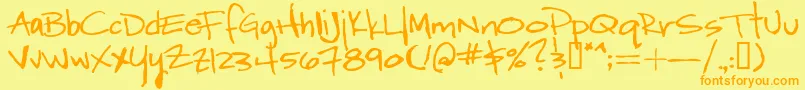 WordyDiva-Schriftart – Orangefarbene Schriften auf gelbem Hintergrund