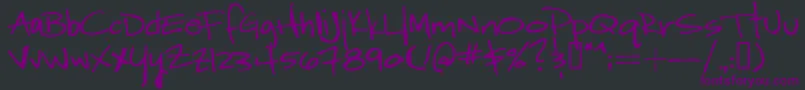 WordyDiva-fontti – violetit fontit mustalla taustalla