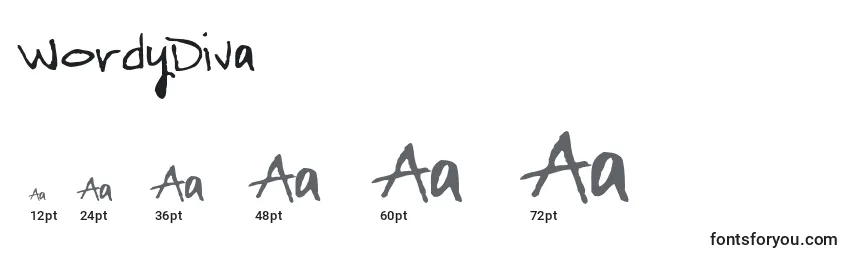 WordyDiva Font Sizes