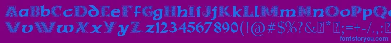 PaulsCelticFont3-Schriftart – Blaue Schriften auf violettem Hintergrund