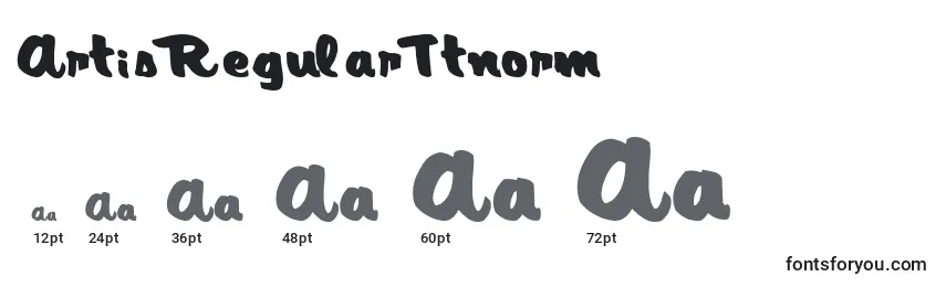 Размеры шрифта ArtisRegularTtnorm