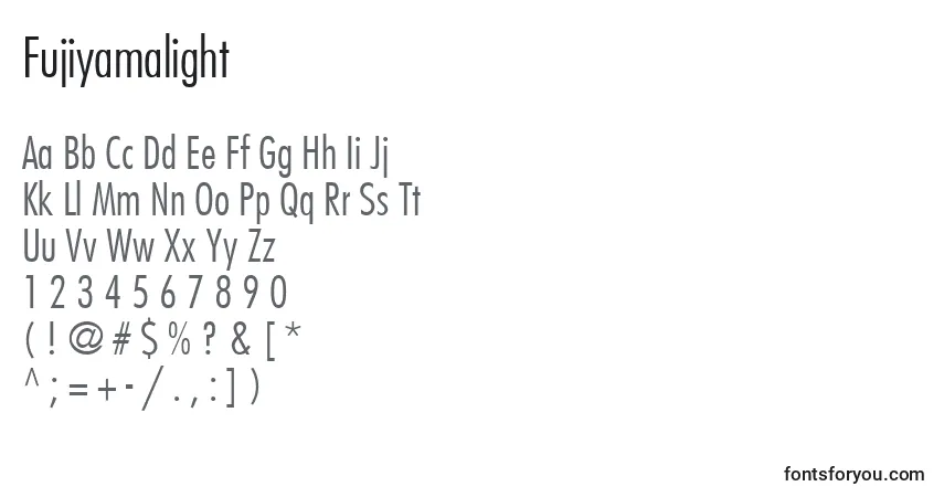 Schriftart Fujiyamalight – Alphabet, Zahlen, spezielle Symbole