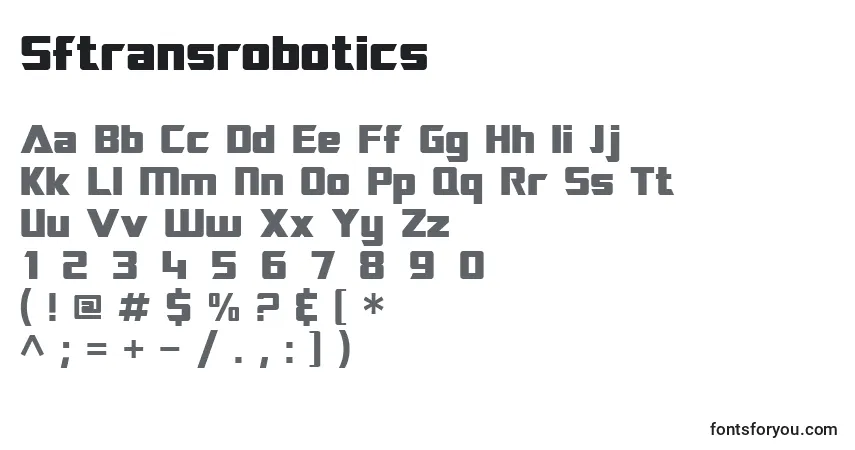 A fonte Sftransrobotics – alfabeto, números, caracteres especiais