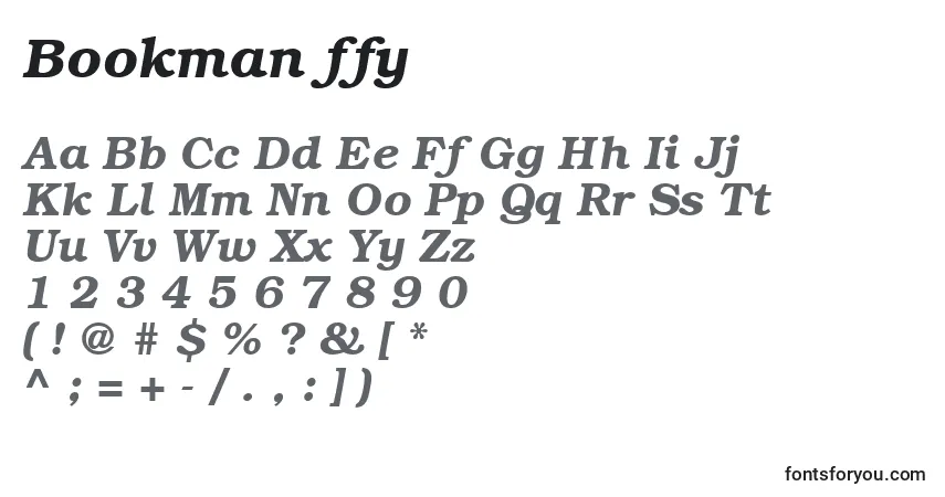 Bookman ffy-fontti – aakkoset, numerot, erikoismerkit