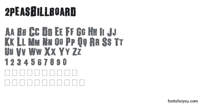Schriftart 2peasBillboard – Alphabet, Zahlen, spezielle Symbole